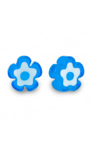 Millefiori beads flower 5-6x3mm - Azure blue